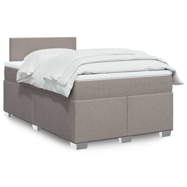 vidaXL Cama boxspring c/ colch&atilde;o 120x190cm tecido castanho-acinzentado