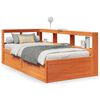 vidaXL Cama com estante sem colch&atilde;o 90x200cm pinho maci&ccedil;o castanho-mel