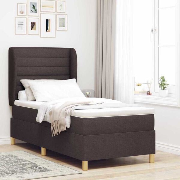 vidaXL Cama Box Springs com Colch&atilde;o Cinza Escuro 90x190 cm tecido