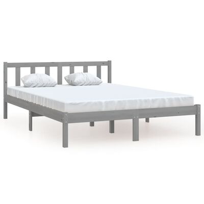 vidaXL Estrutura de cama 140x190 cm pinho maciço cinzento