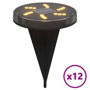 vidaXL Luzes solares para exterior com espig&otilde;es 12 pcs branco quente
