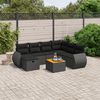 vidaXL 8 pcs conjunto sof&aacute;s de jardim com almofad&otilde;es vime PE preto