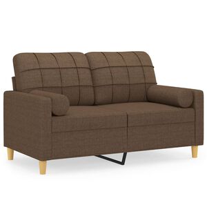 vidaXL Sof&aacute; 2 lugares + almofadas decorativas 120 cm tecido castanho