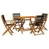 vidaXL 5 pcs conj. jantar p/ jardim polipropileno/madeira maci&ccedil;a preto