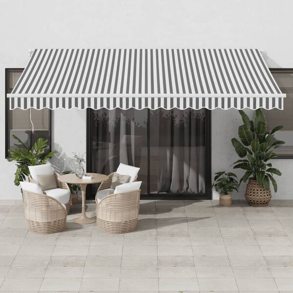 vidaXL Toldo retr&aacute;til autom&aacute;tico com LED 450x350 cm antracite/branco