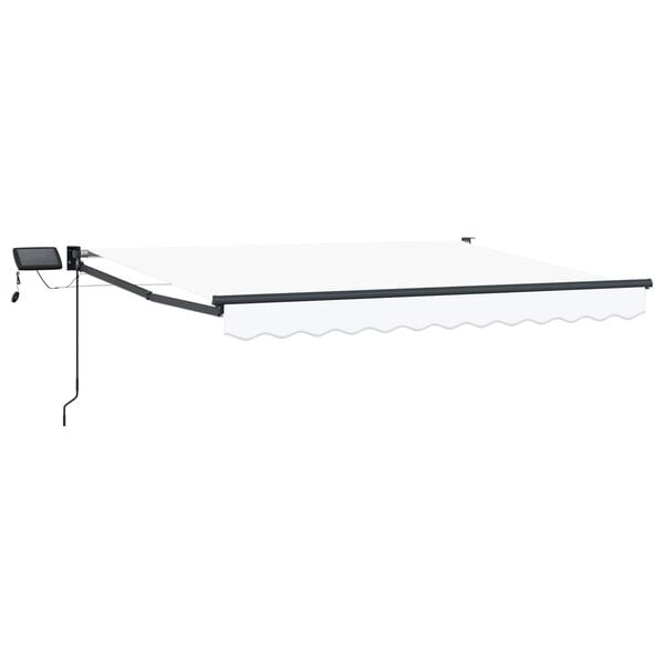 vidaXL Toldo retr&aacute;til manual com LEDs Branco 3 x 2,5 m