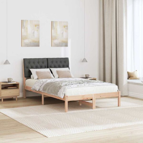 vidaXL Estrutura de Cama com Cabeceira Estofada Castanho 120 x 200 cm