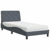 vidaXL Cama com colch&atilde;o 80x200 cm veludo cinzento-escuro