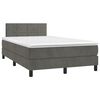 vidaXL Cama box spring c/ colch&atilde;o/LED 120x200cm veludo cinzento-escuro
