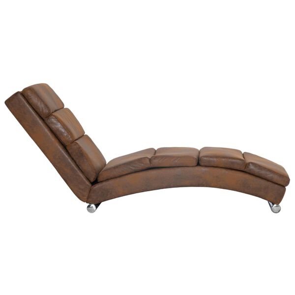 vidaXL Chaise longue camurça artificial castanho
