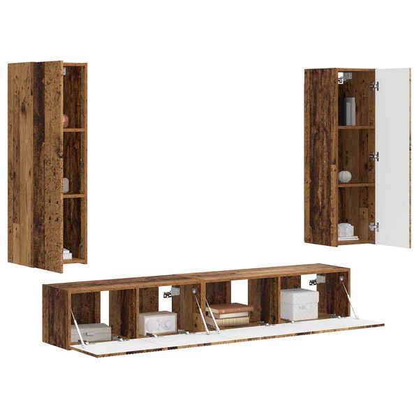 vidaXL Conjunto de m&oacute;vel de TV 3 pcs Madeira antiga Madeira processada