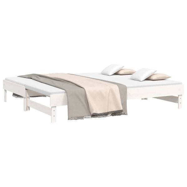 vidaXL Sof&aacute;-cama de puxar 2x(80x200) cm pinho maci&ccedil;o branco