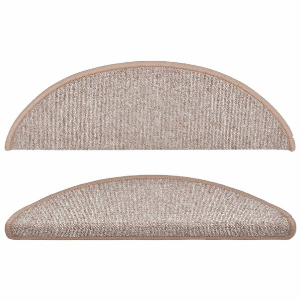 vidaXL Tapetes de escada 10 pe&ccedil;as 56x17x3 cm marrom claro semicircular