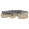 vidaXL 10 pcs conjunto de sof&aacute;s p/ jardim com almofad&otilde;es vime PE bege