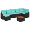 vidaXL Conjunto de Sof&aacute; de Jardim 8 unid. Preto vime PE