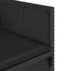 vidaXL 17 pcs conjunto de jantar p/ jardim c/ almofad&otilde;es vime PE preto