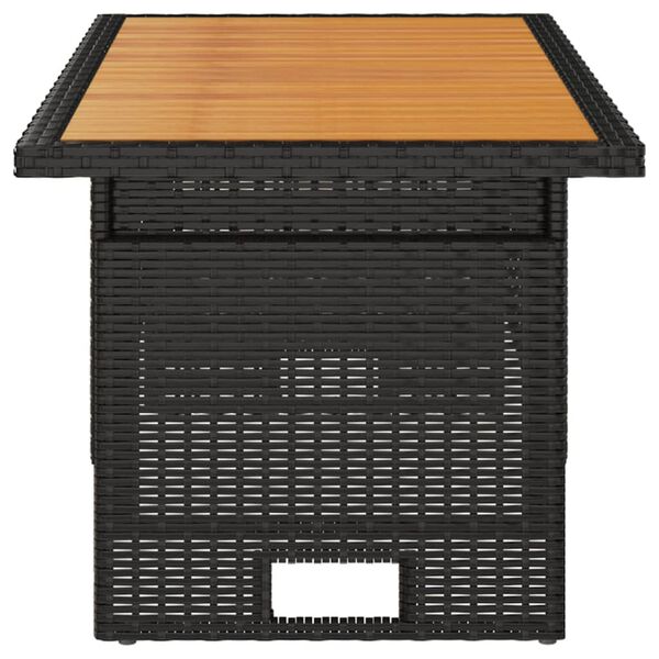 vidaXL Mesa de jardim 100x50x43/63 cm acácia maciça/vime PE preto