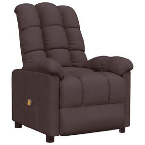 vidaXL Poltrona de massagens tecido castanho-escuro