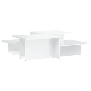 vidaXL Mesas de centro 2 pcs derivados de madeira branco brilhante