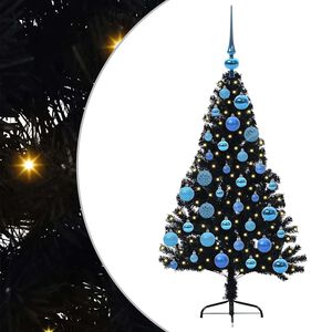 vidaXL &Aacute;rvore de Natal Artificial Pr&eacute;-iluminada Preto 120 cm PVC