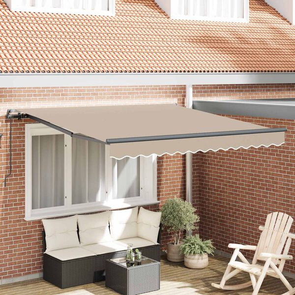 vidaXL Toldo Retr&aacute;til Manual Bege 300 x 250 cm Poli&eacute;ster e A&ccedil;o