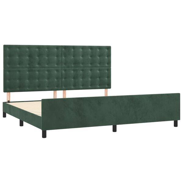 vidaXL Estrutura de cama sem colch&atilde;o 200x200 cm veludo verde-escuro