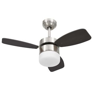 vidaXL Ventoinha de teto c/ luz/controlo remoto 76 cm castanho-escuro
