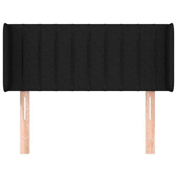 vidaXL Cabeceira de cama c/ abas tecido 93x16x78/88 cm preto