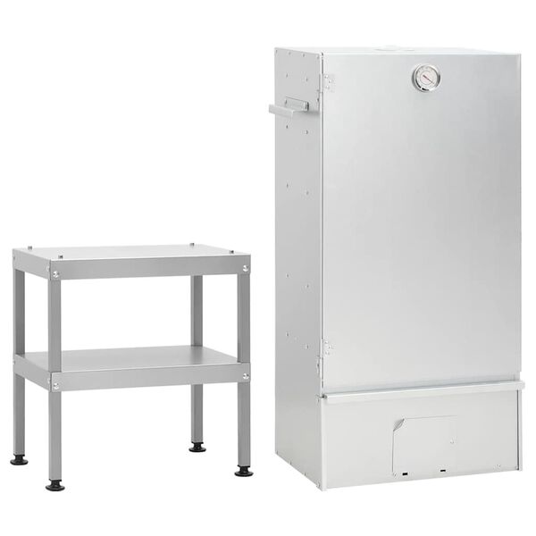 vidaXL Defumador com mesa a&ccedil;o galvanizado