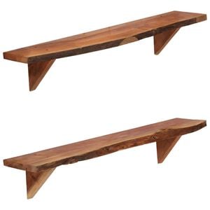 vidaXL Prateleiras de parede 2 pcs 90x20x18cm madeira de ac&aacute;cia maci&ccedil;a