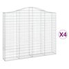 vidaXL Cestos gabião arqueados 4pcs 200x30x160/180cm ferro galvanizado