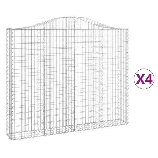 vidaXL Cestos gabião arqueados 4pcs 200x30x160/180cm ferro galvanizado