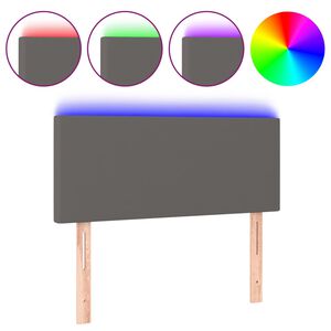 vidaXL Cabeceira cama c/ LED 100x5x78/88cm couro artificial cinzento