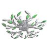 L&acirc;mpada teto com folhas de acr&iacute;lico e cristal, verde e branco 5 x E14