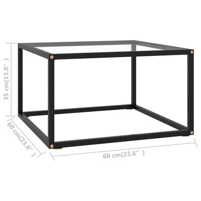 vidaXL Mesa de centro 60x60x35 cm vidro temperado preto