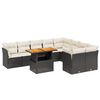 vidaXL 10 pcs conjunto sof&aacute;s de jardim c/ almofad&otilde;es vime PE preto