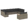 vidaXL 12 pcs conjunto de sof&aacute;s jardim c/ almofad&otilde;es vime PE cinzento