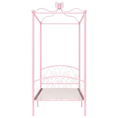vidaXL Estrutura de cama com dossel 90x200 cm metal cor-de-rosa