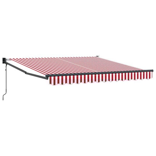 vidaXL Toldo Retr&aacute;til Vermelho e Branco 350 x 250 cm