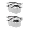 vidaXL Recipientes gastronorm 8 pcs GN 1/4 100 mm a&ccedil;o inoxid&aacute;vel
