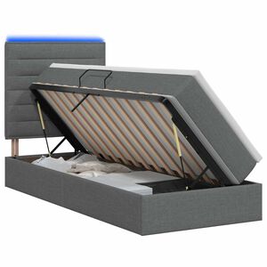 vidaXL Cama de Armazenamento LED com Colch&atilde;o Cinzento-Escuro