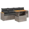 vidaXL 5 pcs conjunto sof&aacute;s de jardim c/ almofad&otilde;es vime PE cinzento