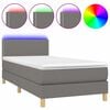 vidaXL Cama box spring c/ colch&atilde;o e LED 100x200 cm tecido cinza-escuro