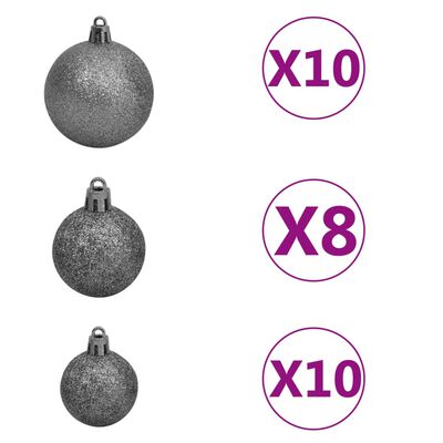 vidaXL Árvore de Natal fina c/ 300 luzes LED, bolas e neve 270 cm