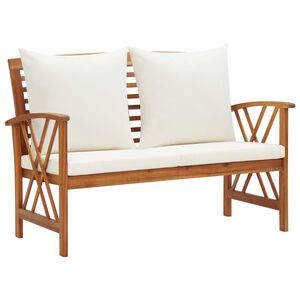 vidaXL Banco de jardim c/ almofad&otilde;es 119 cm madeira de ac&aacute;cia maci&ccedil;a