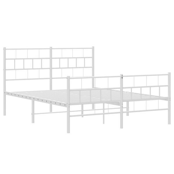 vidaXL Estrutura de cama com cabeceira e p&eacute;s 120x200 cm metal branco