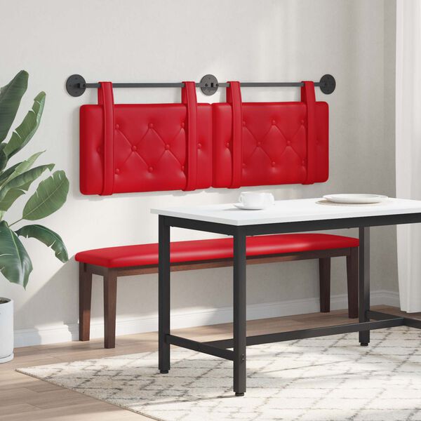 vidaXL Cabeceira Suspensa Vermelho 130 x 55 x 5 cm Couro Sint&eacute;tico
