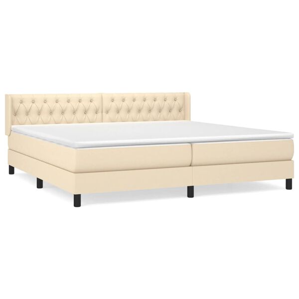 vidaXL Cama com molas/colch&atilde;o 200x200 cm tecido cor creme