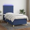 vidaXL Cama box spring c/ colch&atilde;o e LED 90x200 cm tecido azul