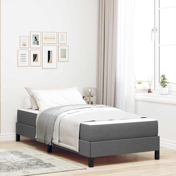 vidaXL Cama Box com colch&atilde;o Cinza Escuro 90 x 190 cm tecido